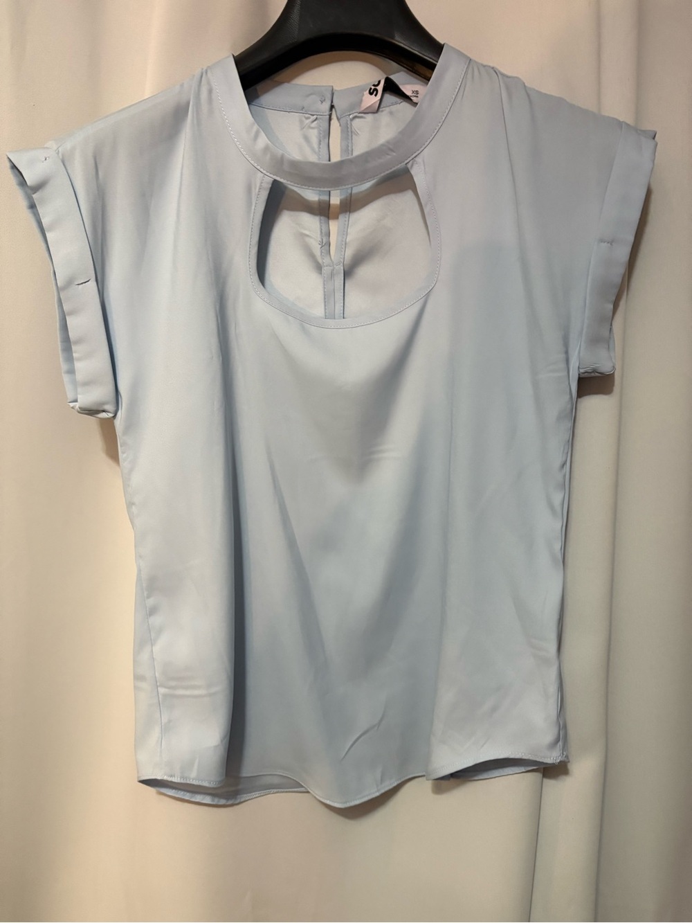 SO Pale Blue Keyhole Sleeve Blouse